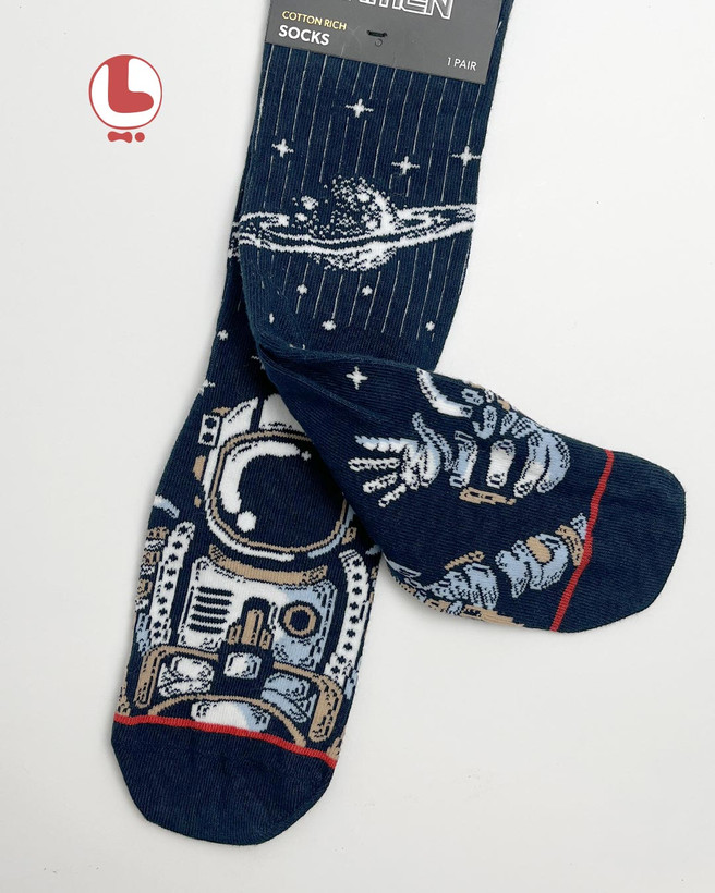 جوراب زنانه اکمن EKMEN طرح سلام فضانورد hello astronaut