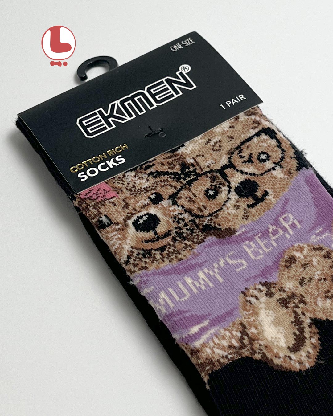 جوراب زنانه اکمن EKMEN طرح خرس مامان MUMY'S BEAR