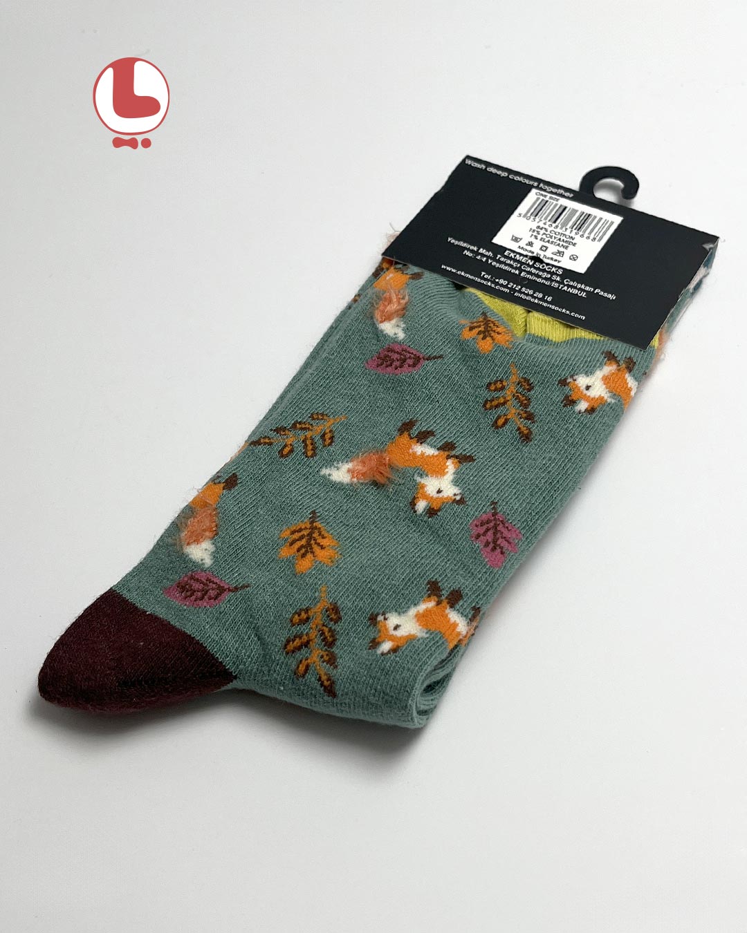 جوراب زنانه اکمن EKMEN طرح روباه و پاییز The fox and autumn