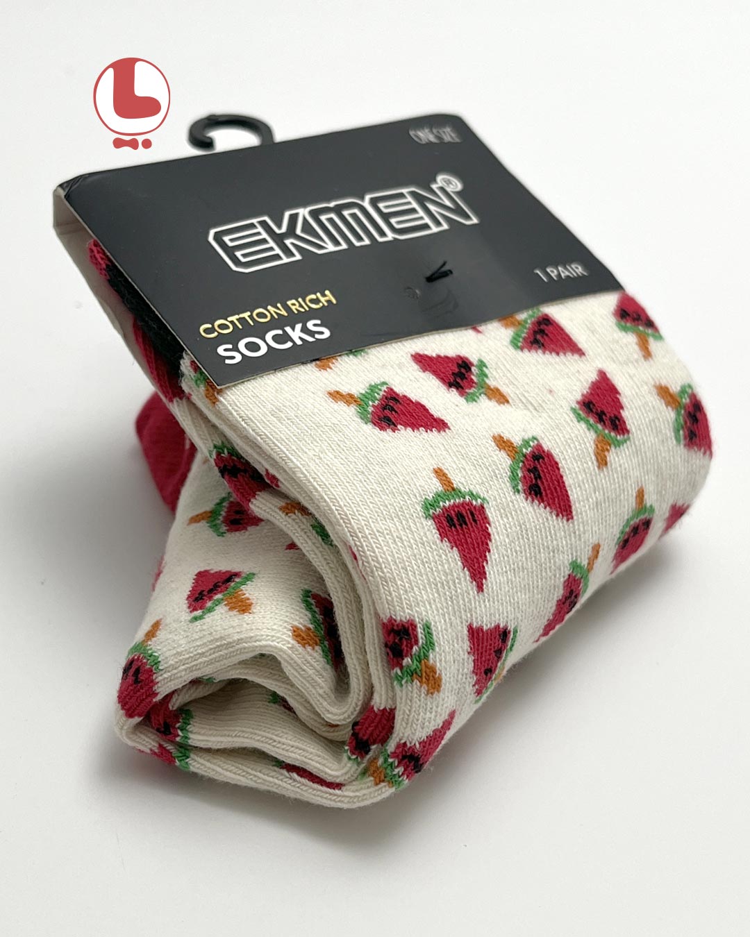 جوراب زنانه اکمن EKMEN طرح بستنی هندوانه ای Watermelon ice cream