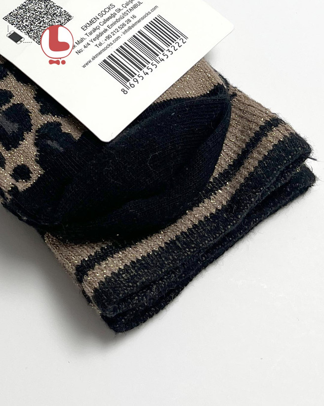 جوراب زنانه لمه دار اکمن EKMEN طرح پلنگی leopard