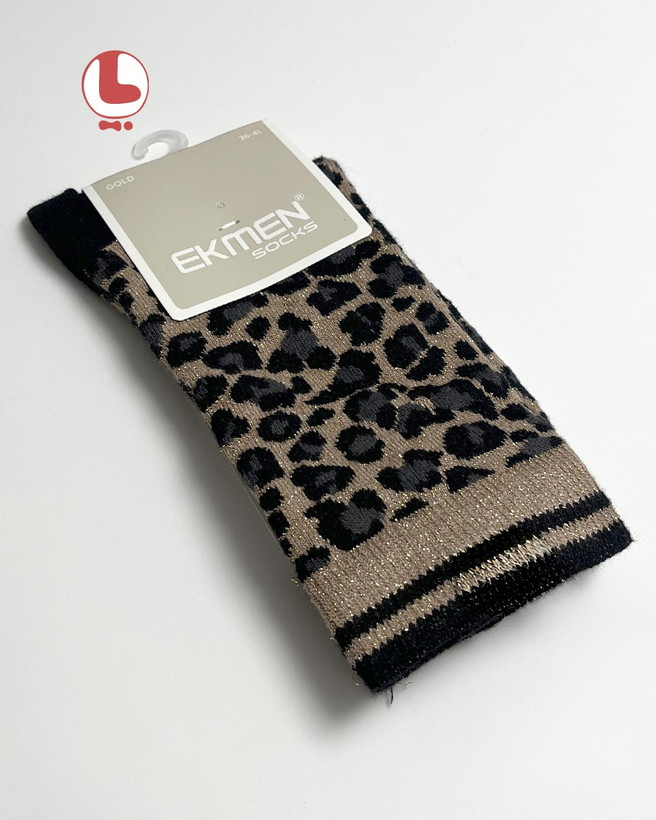 جوراب زنانه لمه دار اکمن EKMEN طرح پلنگی leopard