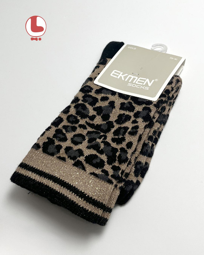 جوراب زنانه لمه دار اکمن EKMEN طرح پلنگی leopard
