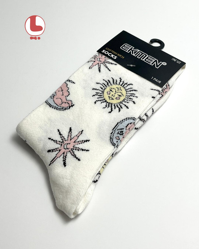 جوراب زنانه اکمن EKMEN طرح خورشید و ماه sun and moon