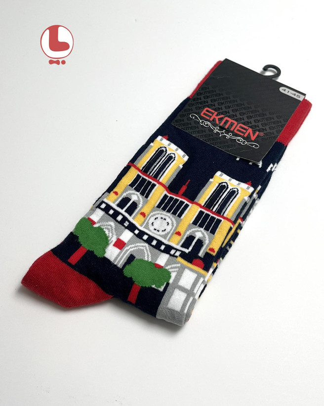 جوراب مردانه اکمن EKMEN طرح شهر پاریس Paris