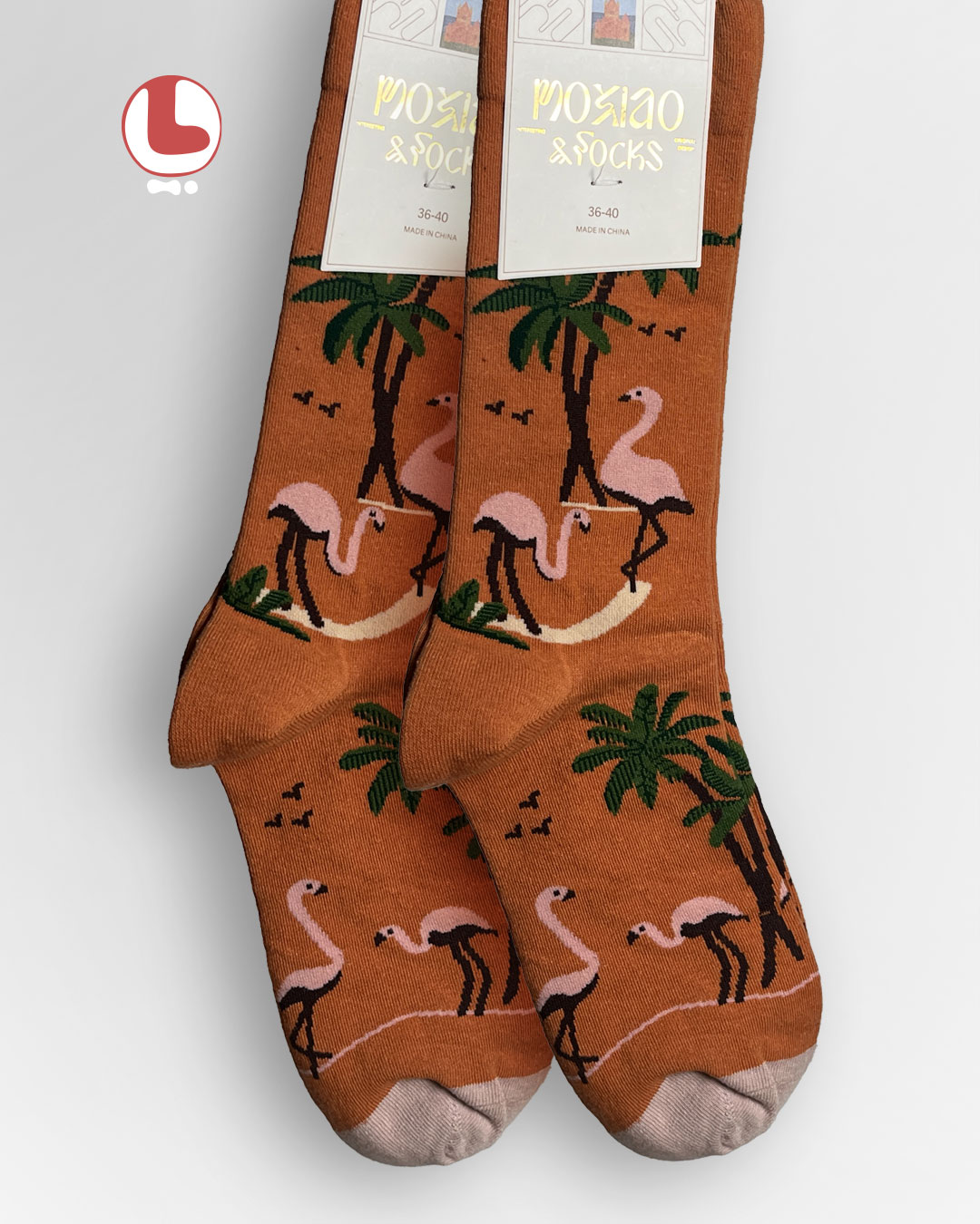جوراب زنانه moxiao ماکسیو طرح فلامینگو Flamingo