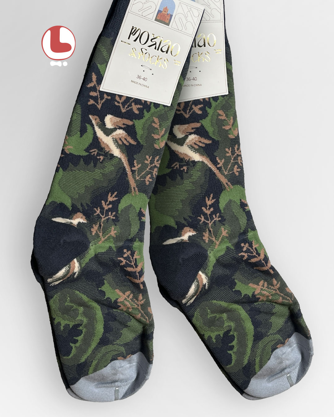 جوراب زنانه moxiao ماکسیو طرح پرنده و طبیعت Bird and nature