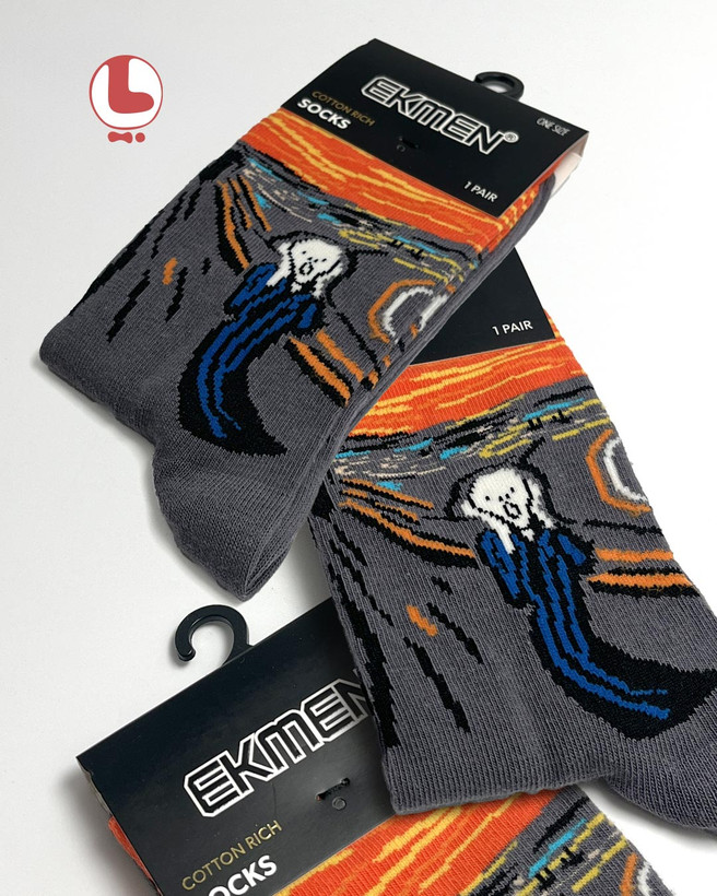 جوراب زنانه اکمن EKMEN طرح نقاشی جیغ اثر ادوارد مونک Edvard Munch The Scream