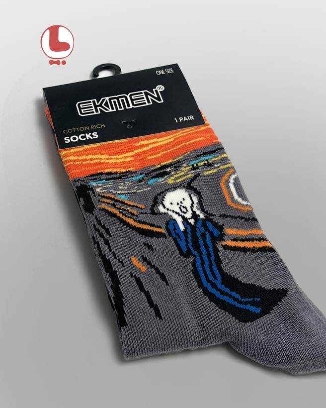 جوراب زنانه اکمن EKMEN طرح نقاشی جیغ اثر ادوارد مونک Edvard Munch The Scream