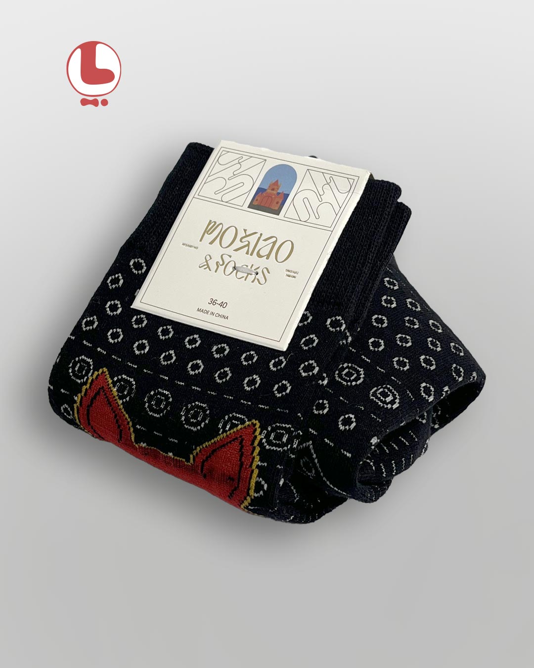 جوراب زنانه moxiao ماکسیو طرح گربه قبیله ای Tribal Cat