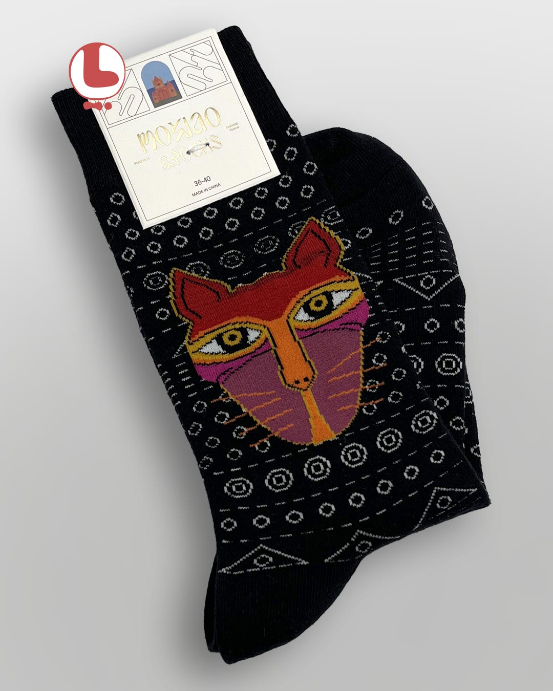 جوراب زنانه moxiao ماکسیو طرح گربه قبیله ای Tribal Cat