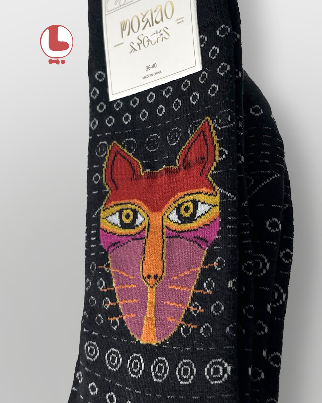 جوراب زنانه moxiao ماکسیو طرح گربه قبیله ای Tribal Cat