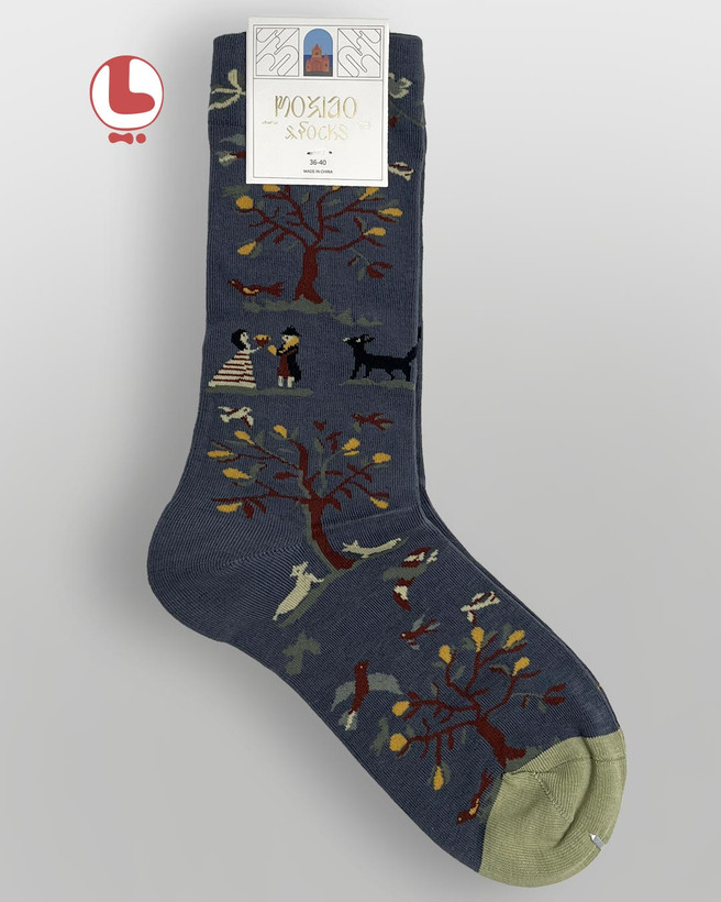 جوراب زنانه moxiao ماکسیو طرح زن و مرد در جنگل Man and woman in the forest