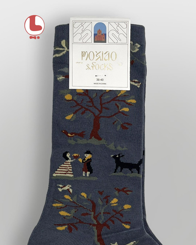 جوراب زنانه moxiao ماکسیو طرح زن و مرد در جنگل Man and woman in the forest