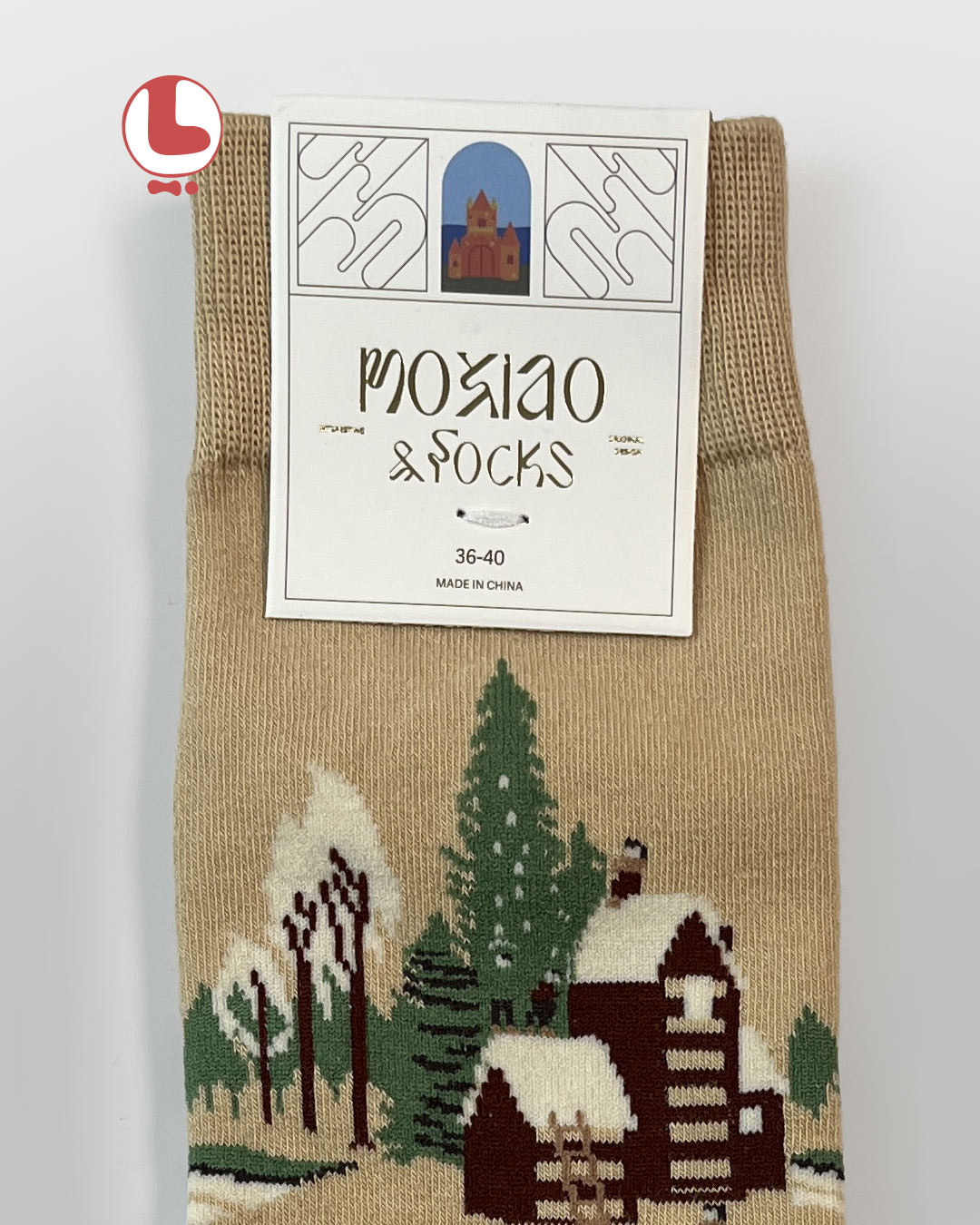 جوراب زنانه moxiao ماکسیو طرح دهکده برفی Snow village