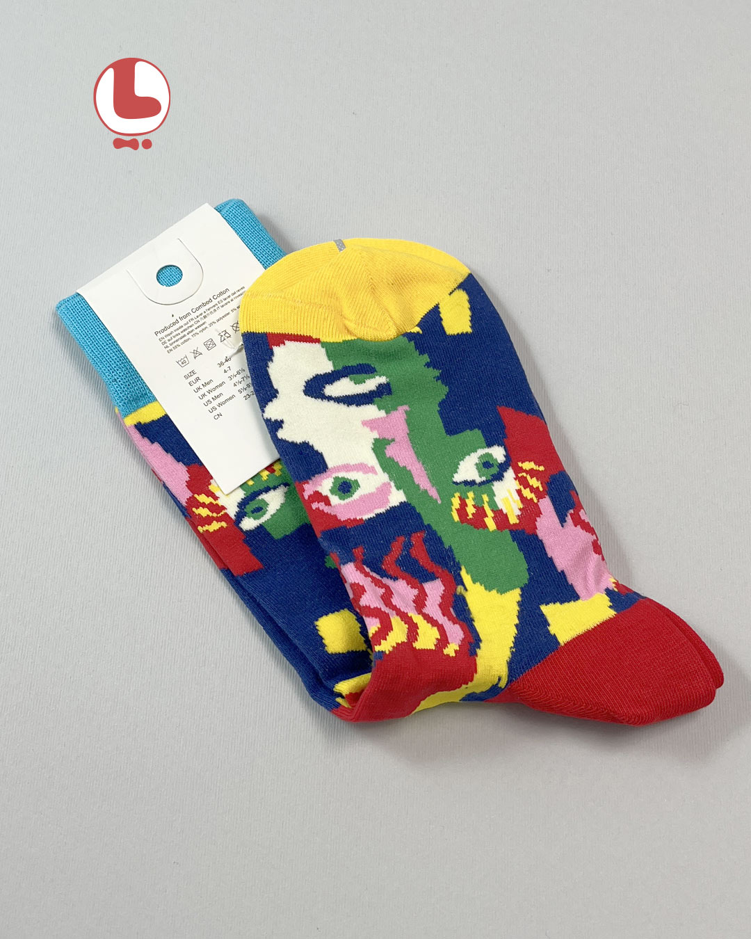 جوراب زنانه moxiao ماکسیو طرح انتزاعی چهره abstract face