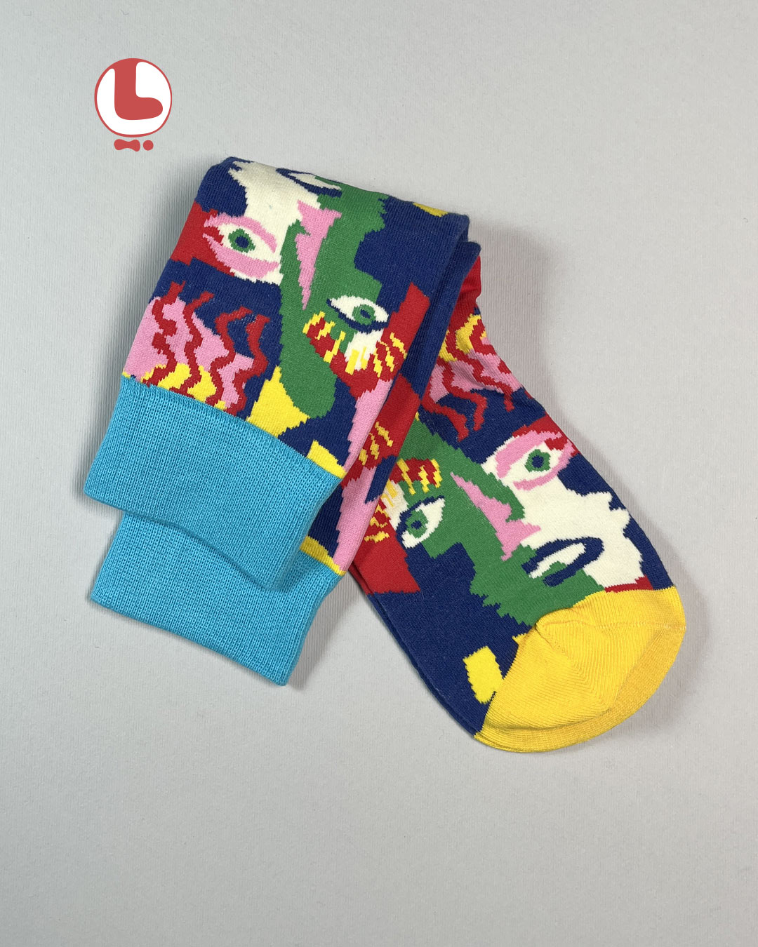 جوراب زنانه moxiao ماکسیو طرح انتزاعی چهره abstract face