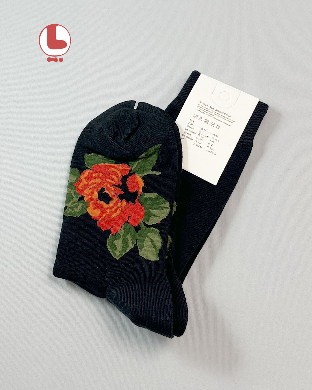 جوراب زنانه moxiao ماکسیو طرح گل رز قرمز Red rose