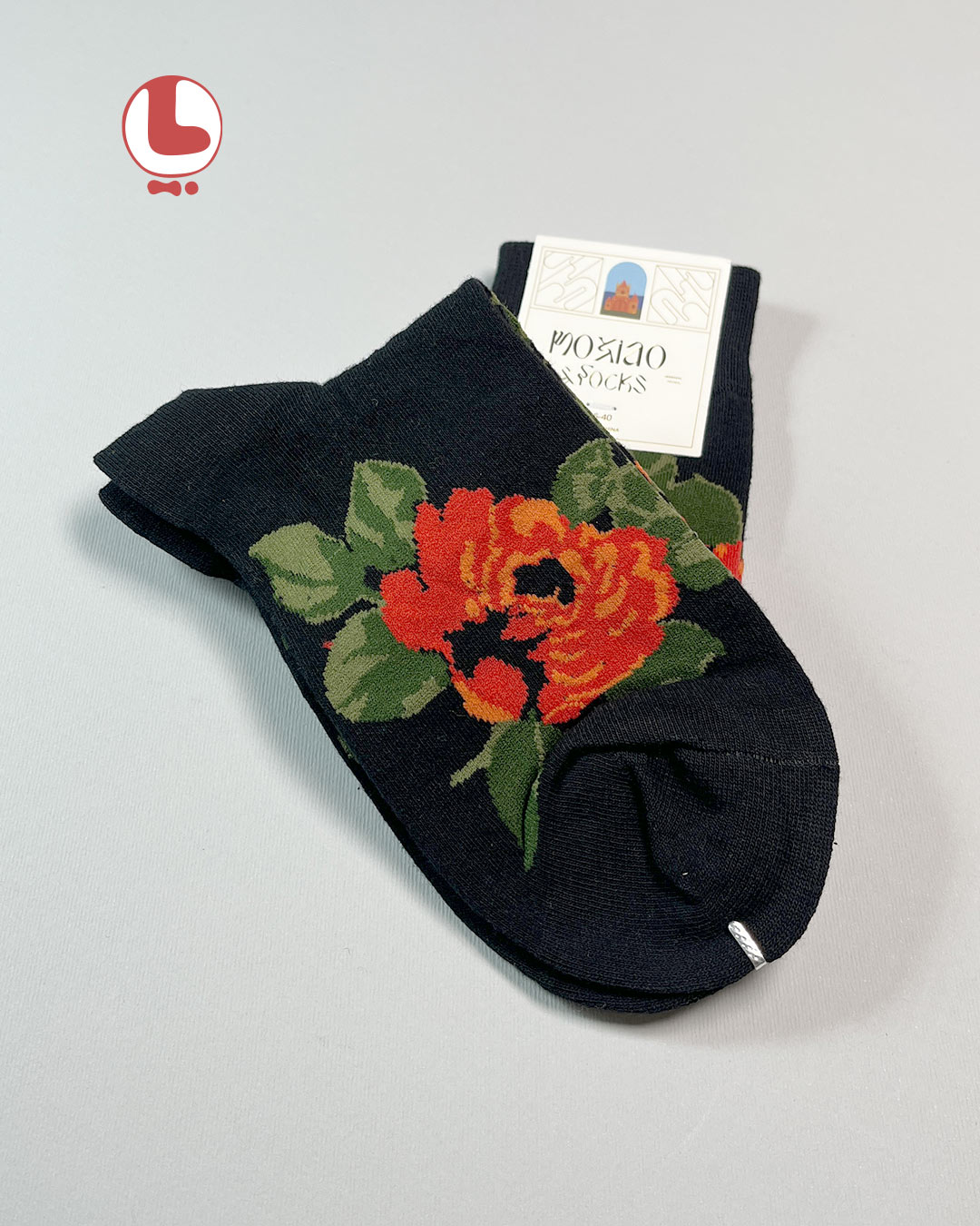 جوراب زنانه moxiao ماکسیو طرح گل رز قرمز Red rose