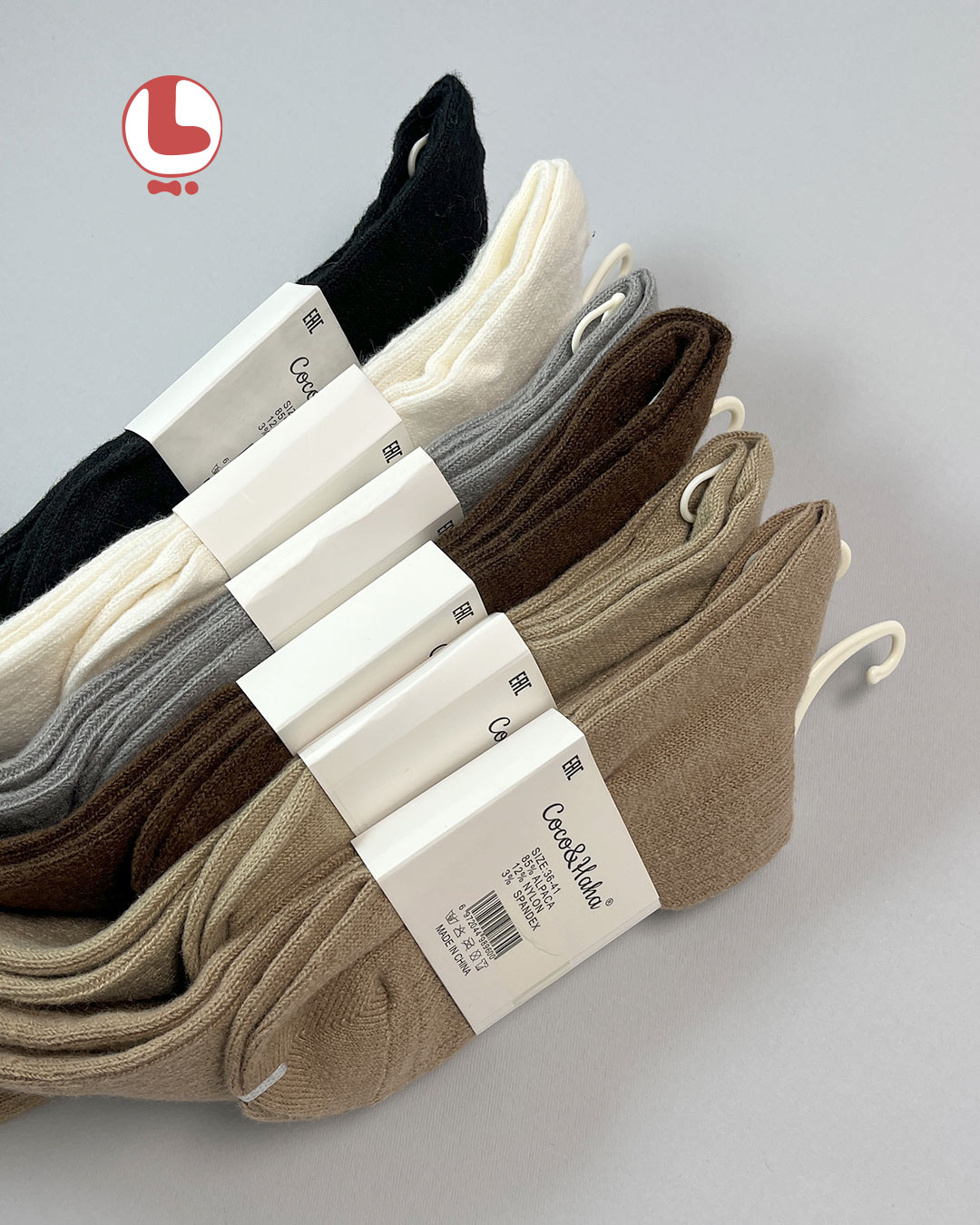 جوراب زنانه پشمی زیر زانو COCO & HANA کش بافت کبریتی ریز