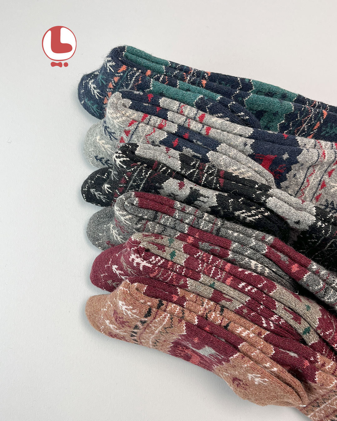 جوراب زنانه پشمی زیر زانو COCO & HANA طرح گوزن