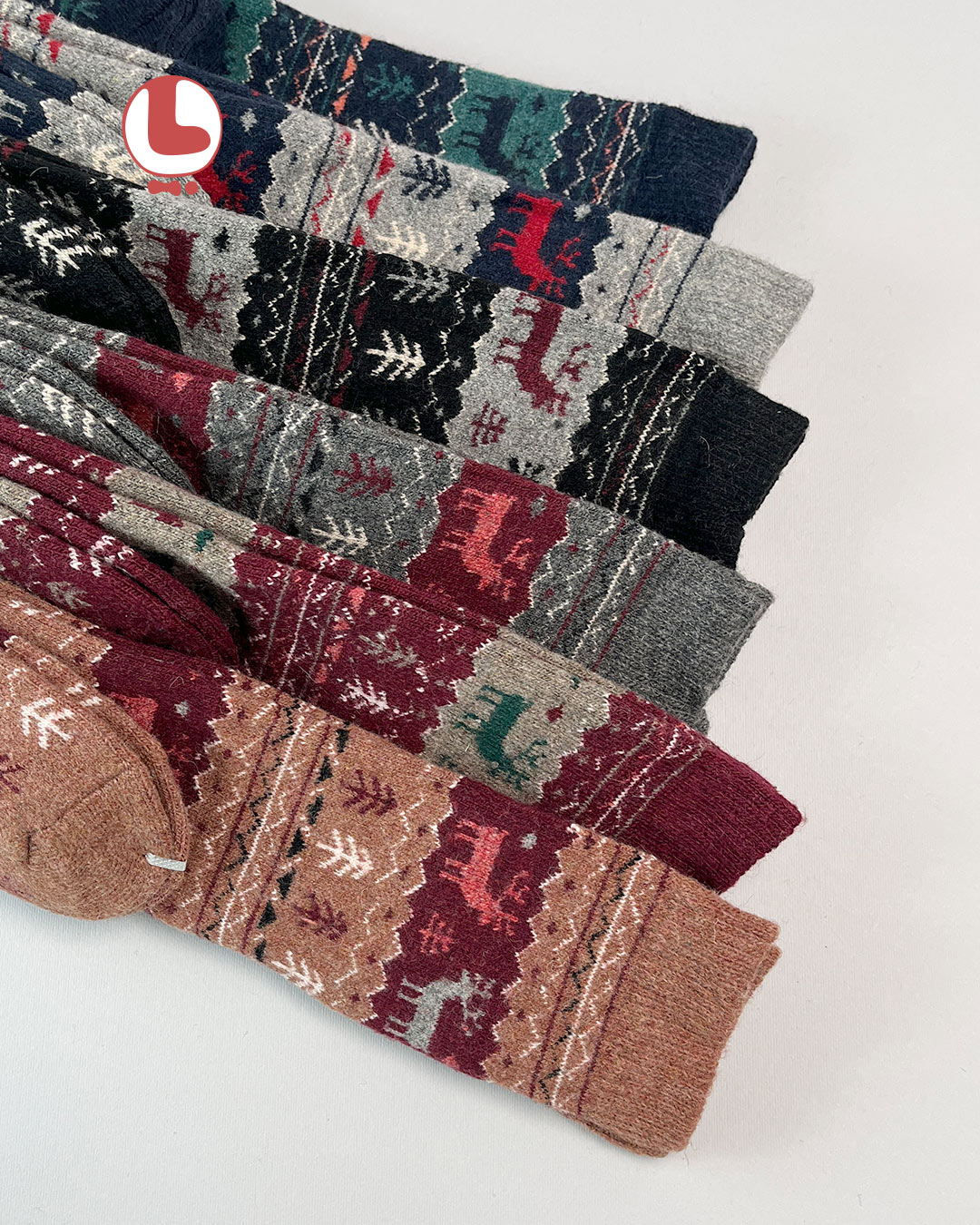 جوراب زنانه پشمی زیر زانو COCO & HANA طرح گوزن