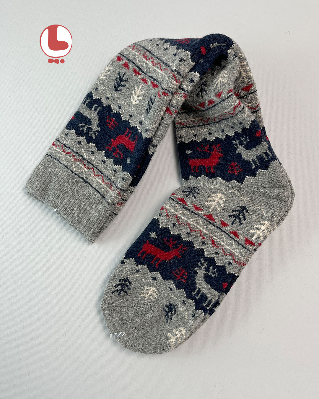 جوراب زنانه پشمی زیر زانو COCO & HANA طرح گوزن