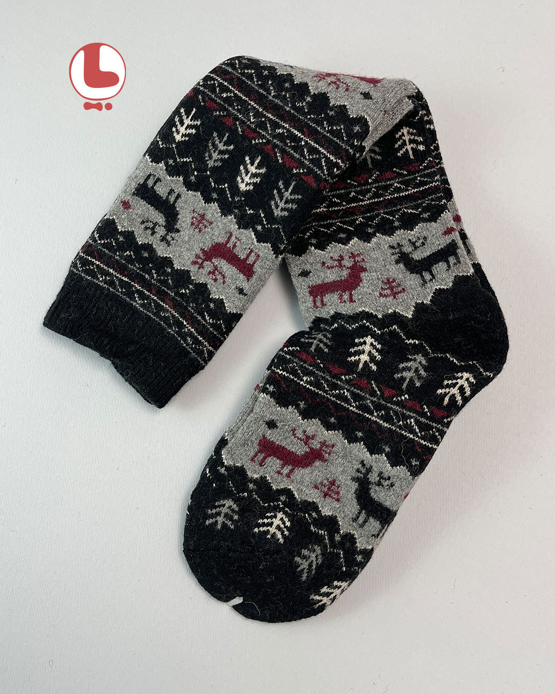 جوراب زنانه پشمی زیر زانو COCO & HANA طرح گوزن