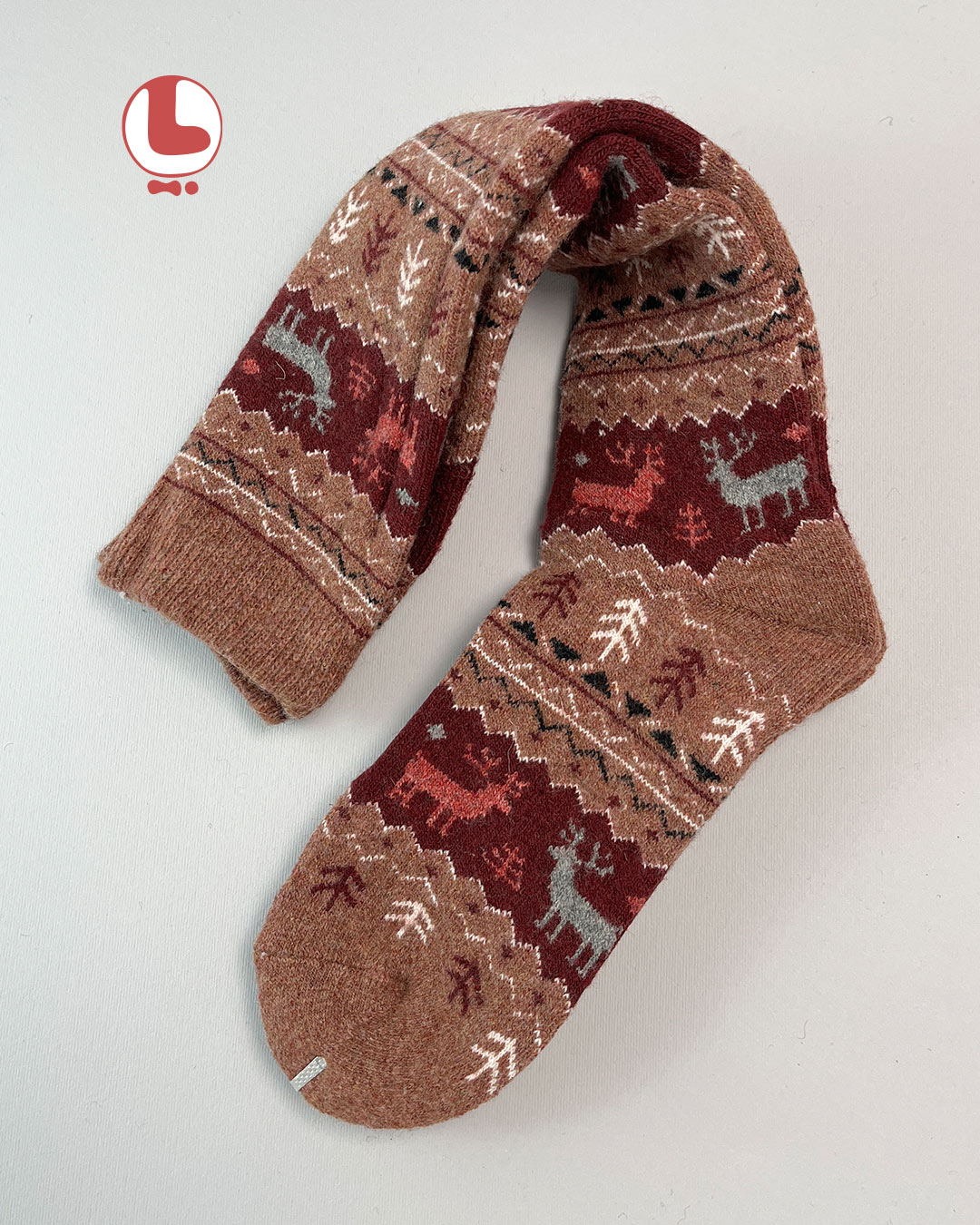 جوراب زنانه پشمی زیر زانو COCO & HANA طرح گوزن