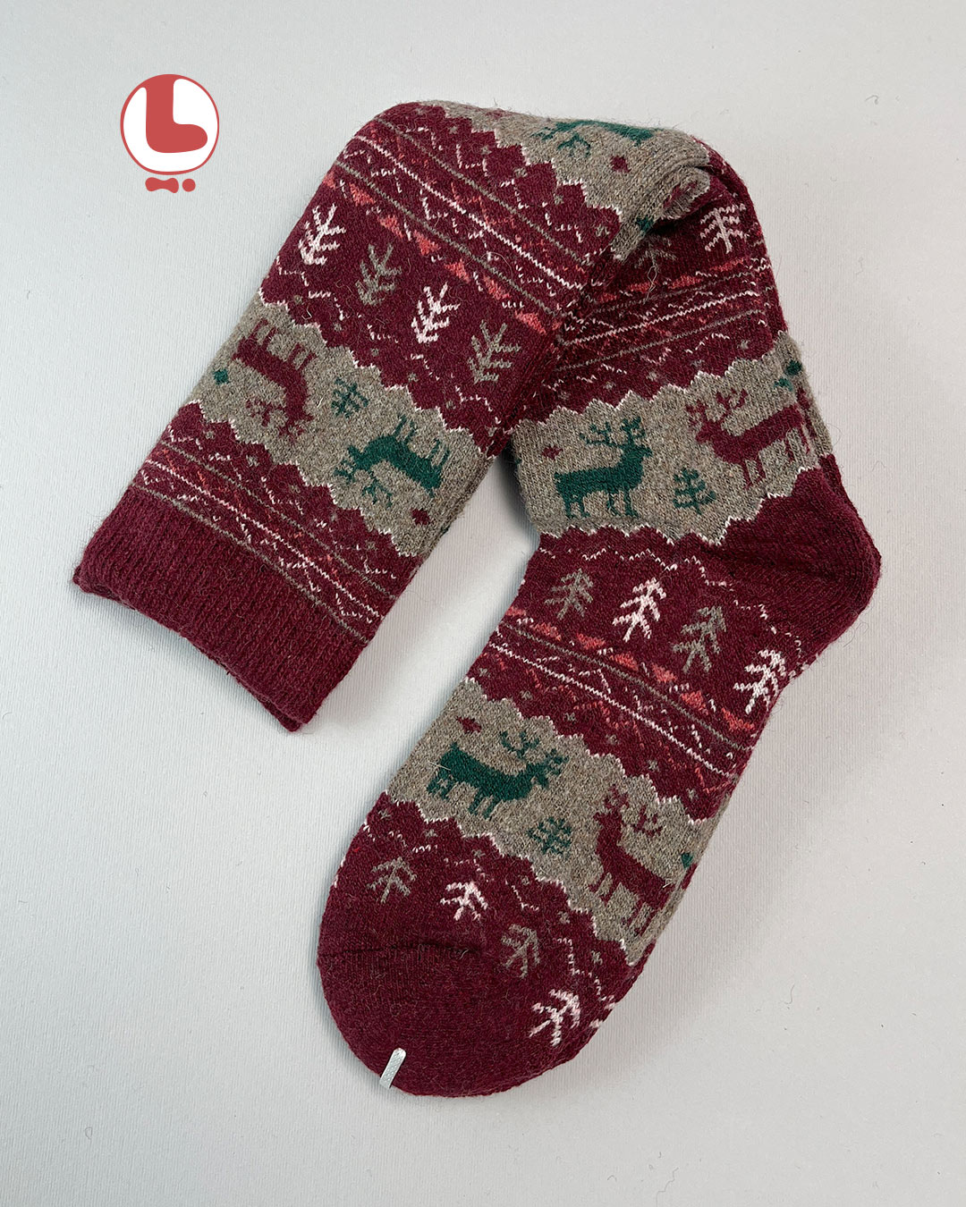 جوراب زنانه پشمی زیر زانو COCO & HANA طرح گوزن