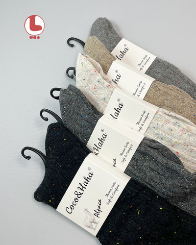 جوراب زنانه پشمی زیر زانو COCO & HANA طرح بافت خال دار