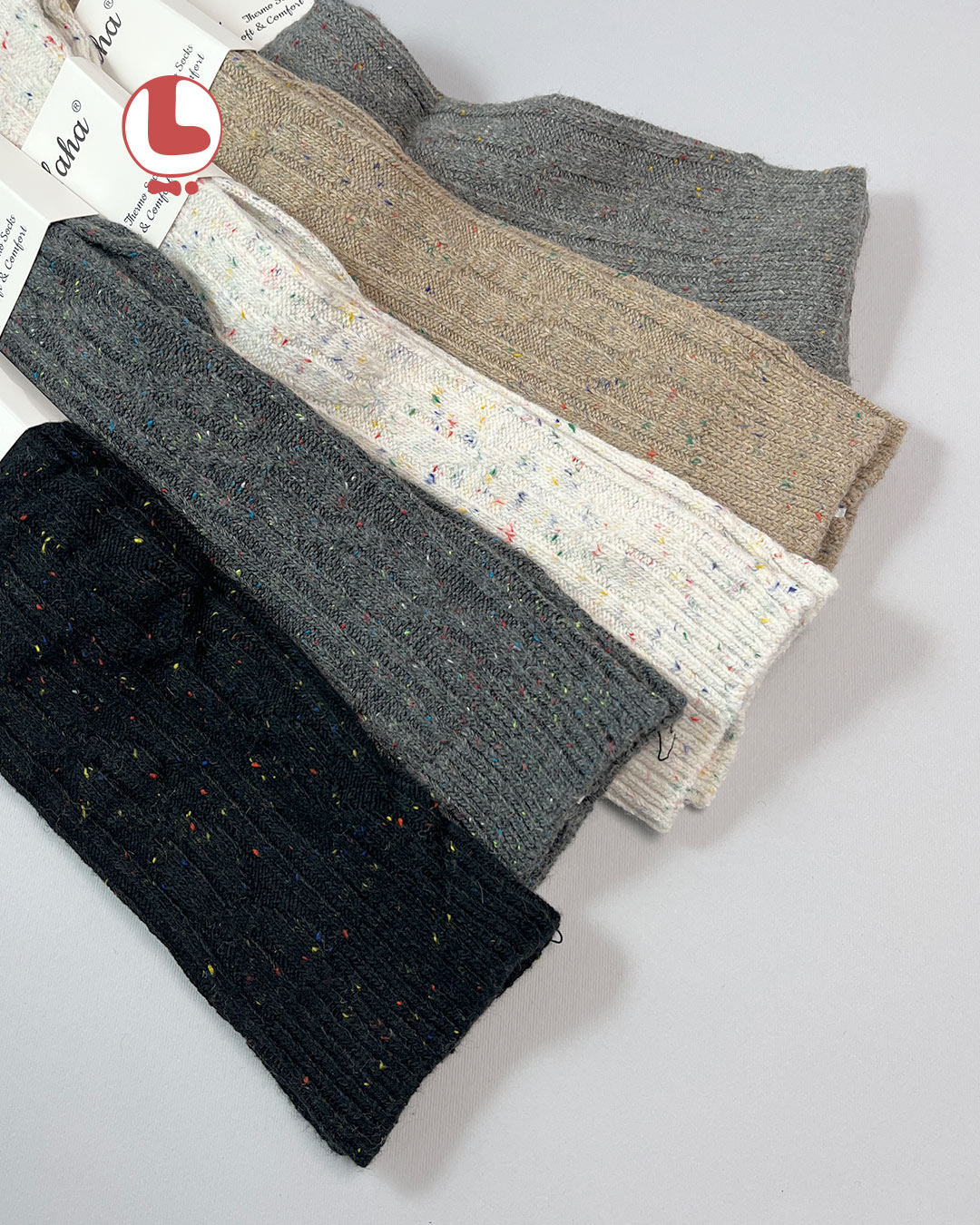 جوراب زنانه پشمی زیر زانو COCO & HANA طرح بافت خال دار