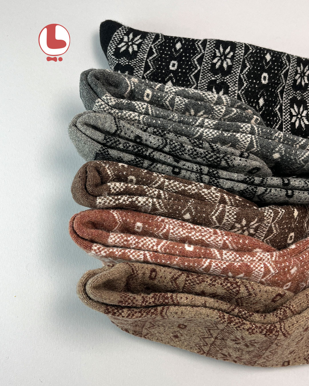 جوراب زنانه پشمی زیر زانو COCO & HANA طرح سنتی