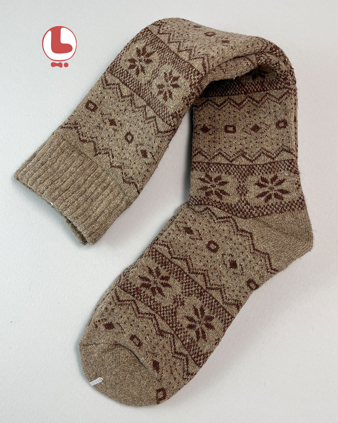 جوراب زنانه پشمی زیر زانو COCO & HANA طرح سنتی