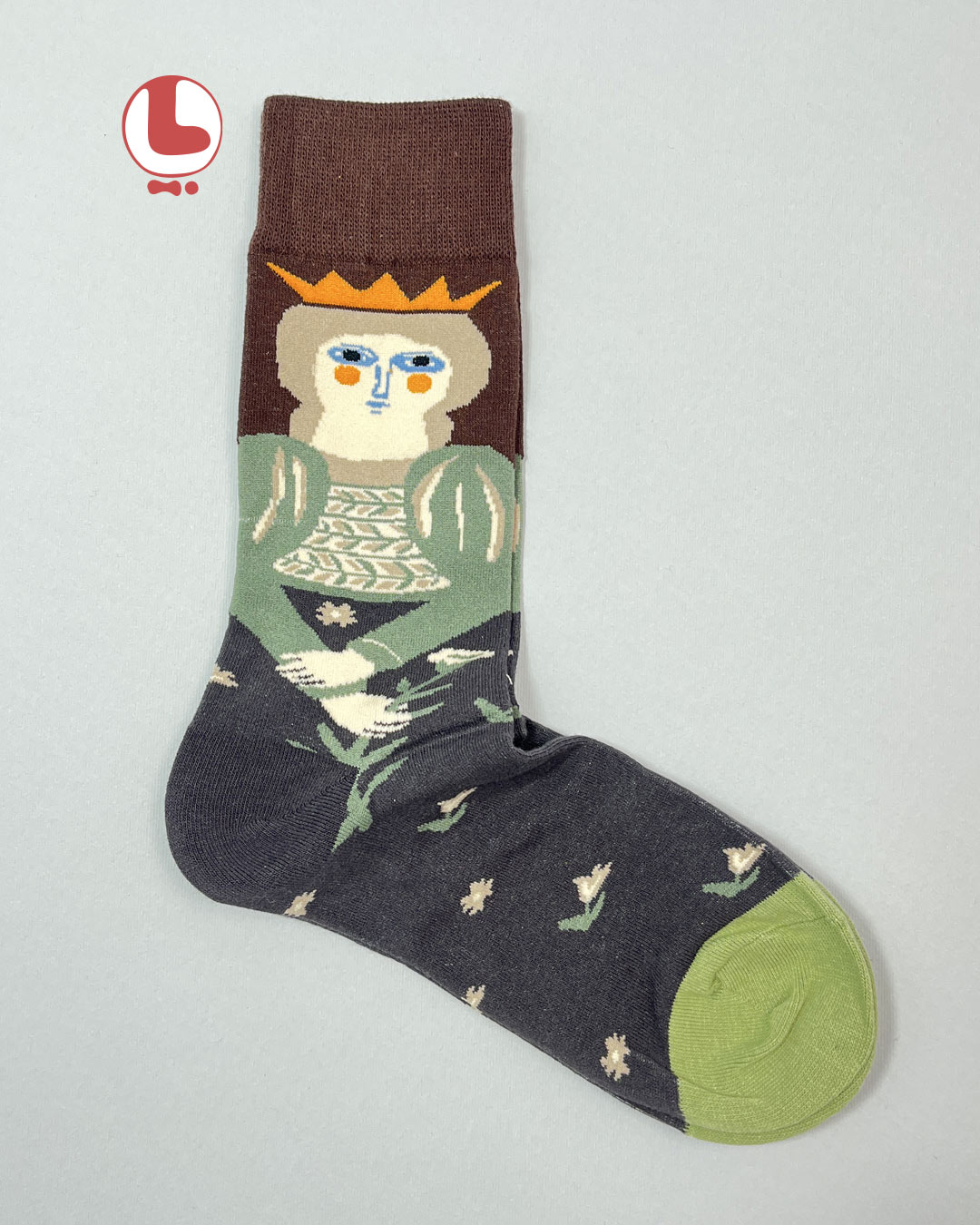 جوراب زنانه moxiao ماکسیو طرح ملکه با موهای بافته Queen with braided hair